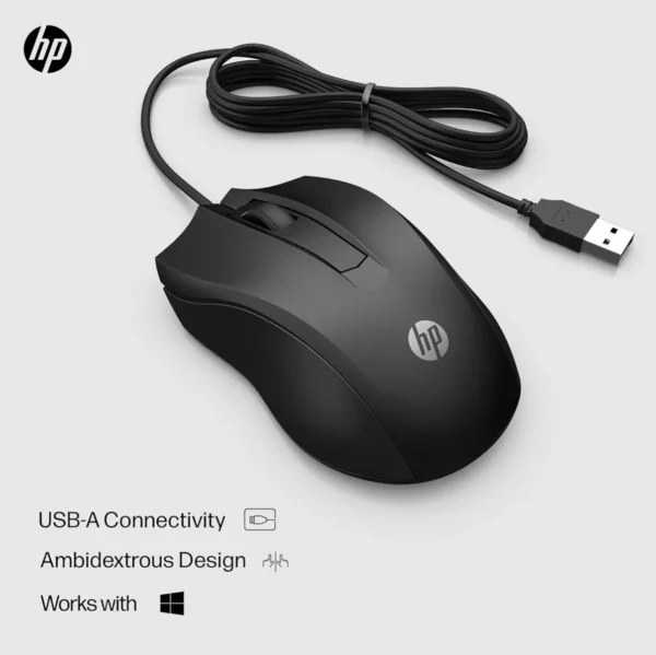 HP 150 Wired Mouse- Elegant Ergonomic Design, 1600 DPI Optical Tracking,  USB Plug & Play - Image 5