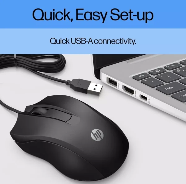 HP 150 Wired Mouse- Elegant Ergonomic Design, 1600 DPI Optical Tracking,  USB Plug & Play - Image 3