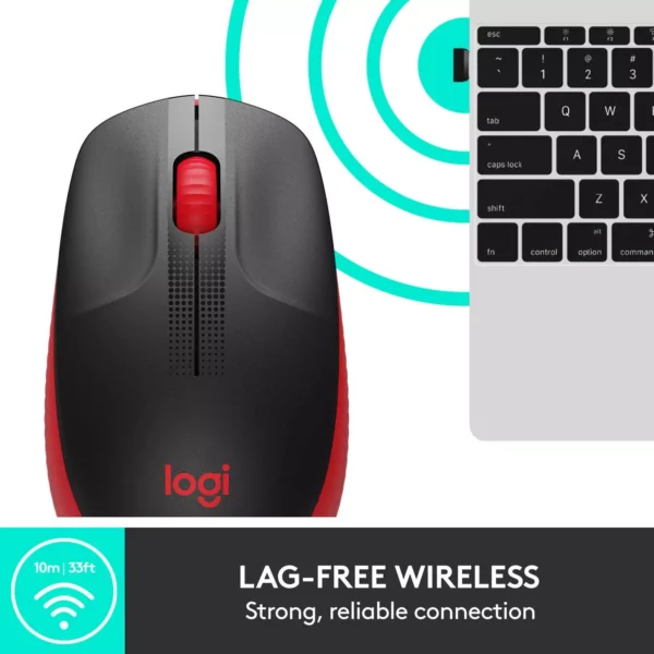 Logitech M190 Full-Size Wireless Mouse RED. - Image 5