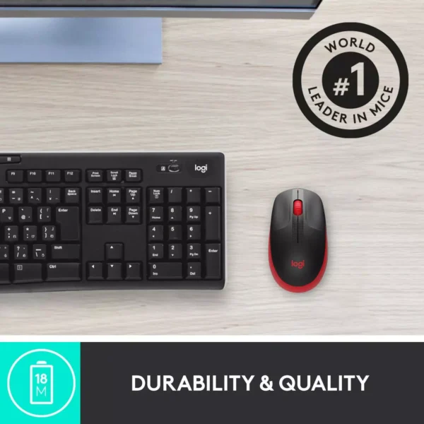 Logitech M190 Full-Size Wireless Mouse RED. - Image 4